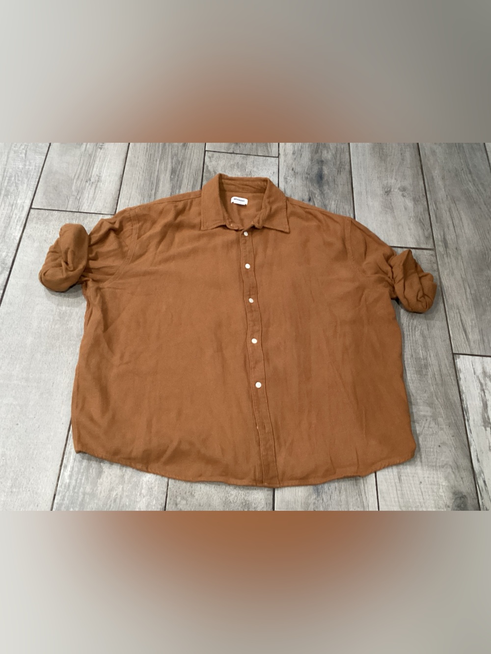 Weekday Men's Button-Up Shirt in brown over sized size X-Large